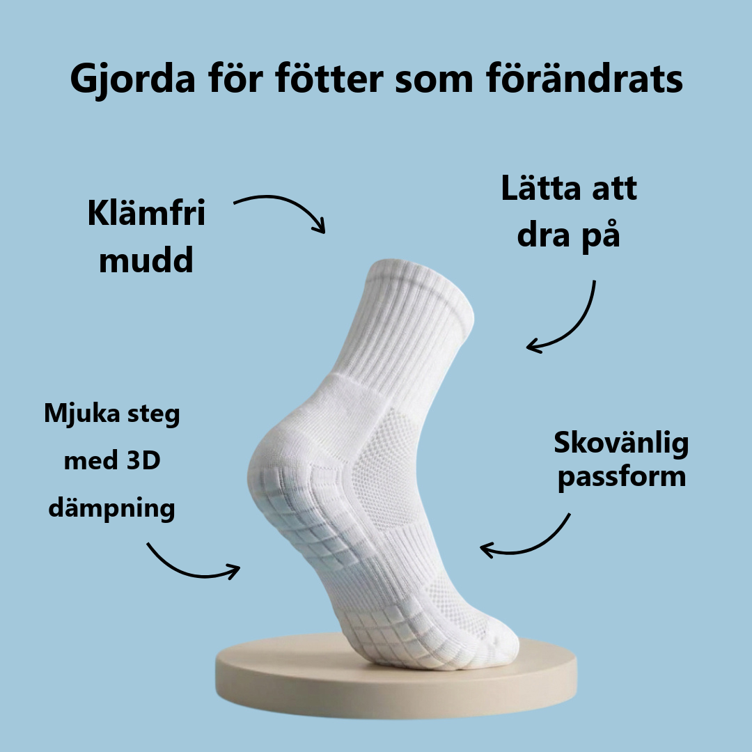 PadSocks dämpad strumpa med klämfri mudd, lätt att dra på, skovänlig passform och mjuka 3D-dämpare