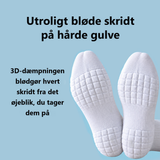 Sålen på PadSocks med 3D-dæmpning, der gør hvert skridt blødere på hårde gulve