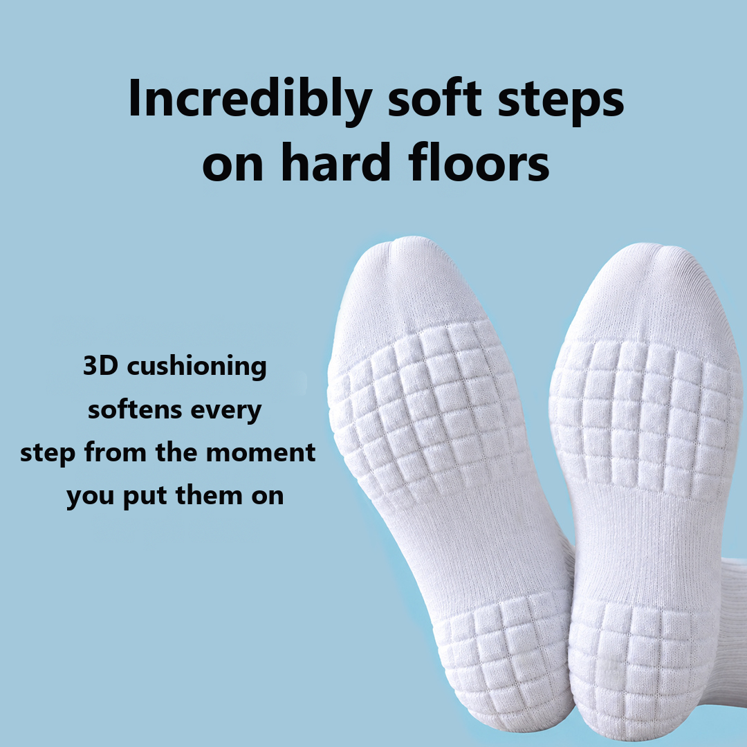 PadSocks sole with 3D cushioning that softens every step on hard floors