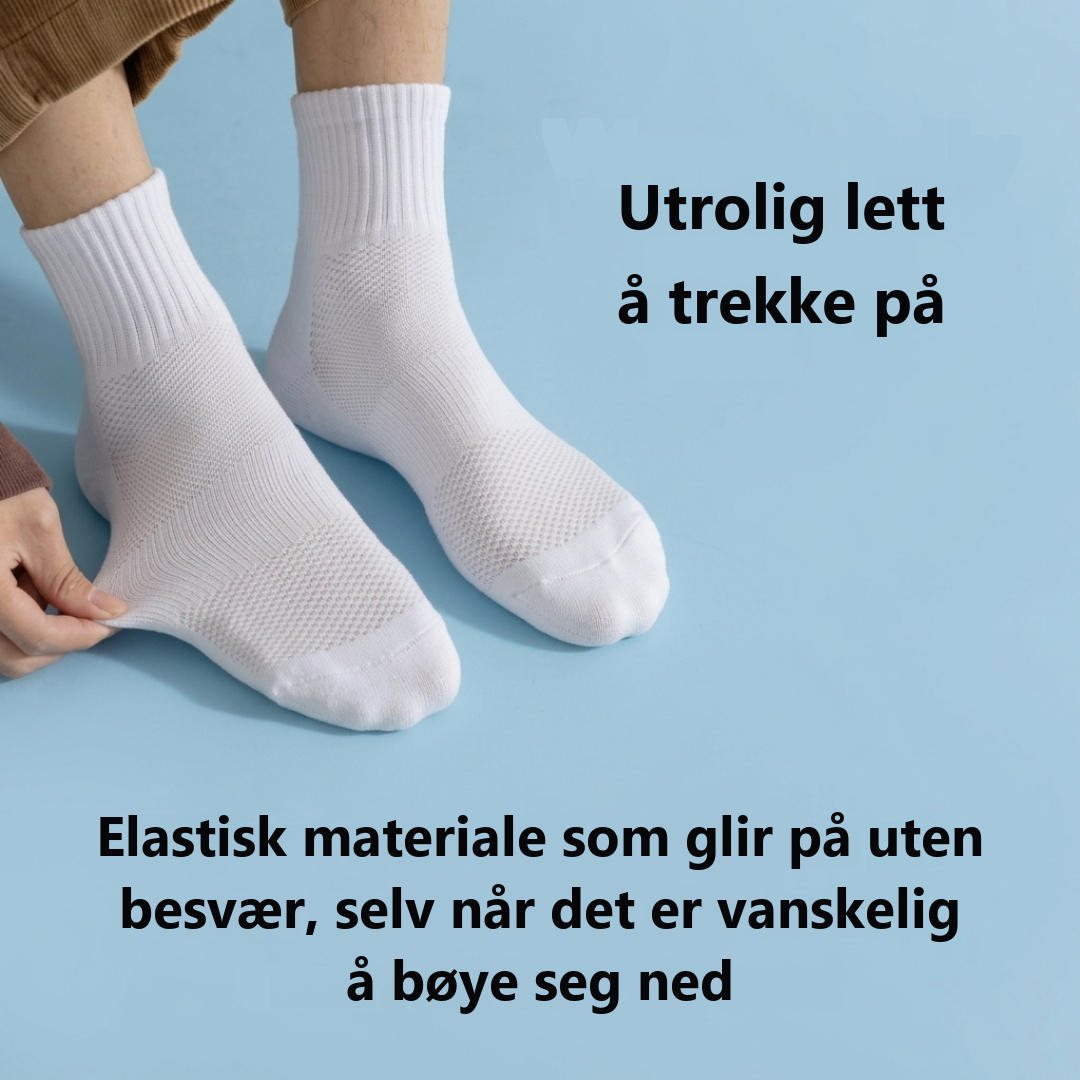 Elastisk materiale på PadSocks som glir lett på